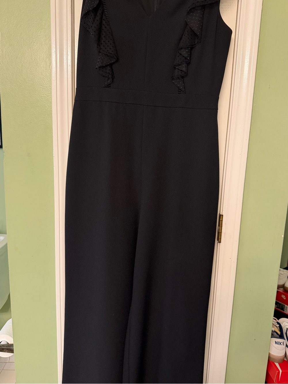 Eliza J Women's Black Ruffle-Trim Jumpsuit